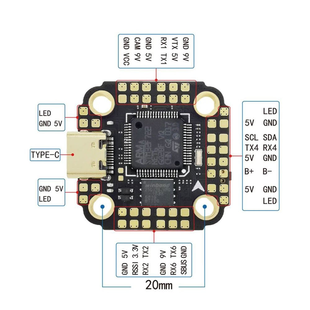 HAKRC F722 DM Mini 3-6S 20x20 HD Flight Controller for DJI